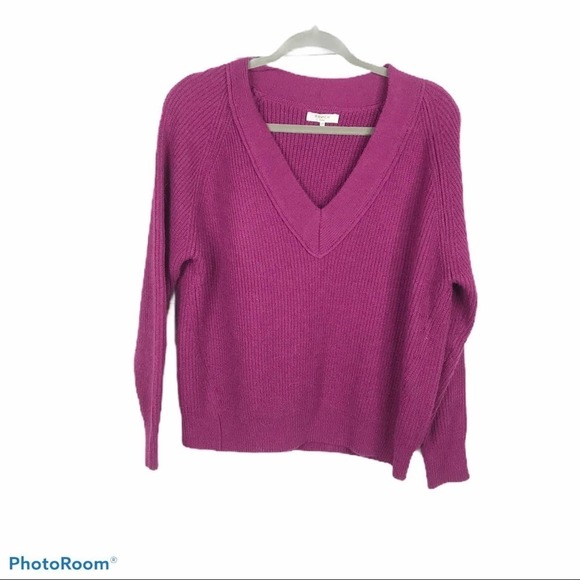 FRNCH PARIS Pull Over V Neck Ribbed Knit S/M - Picture 2 of 8